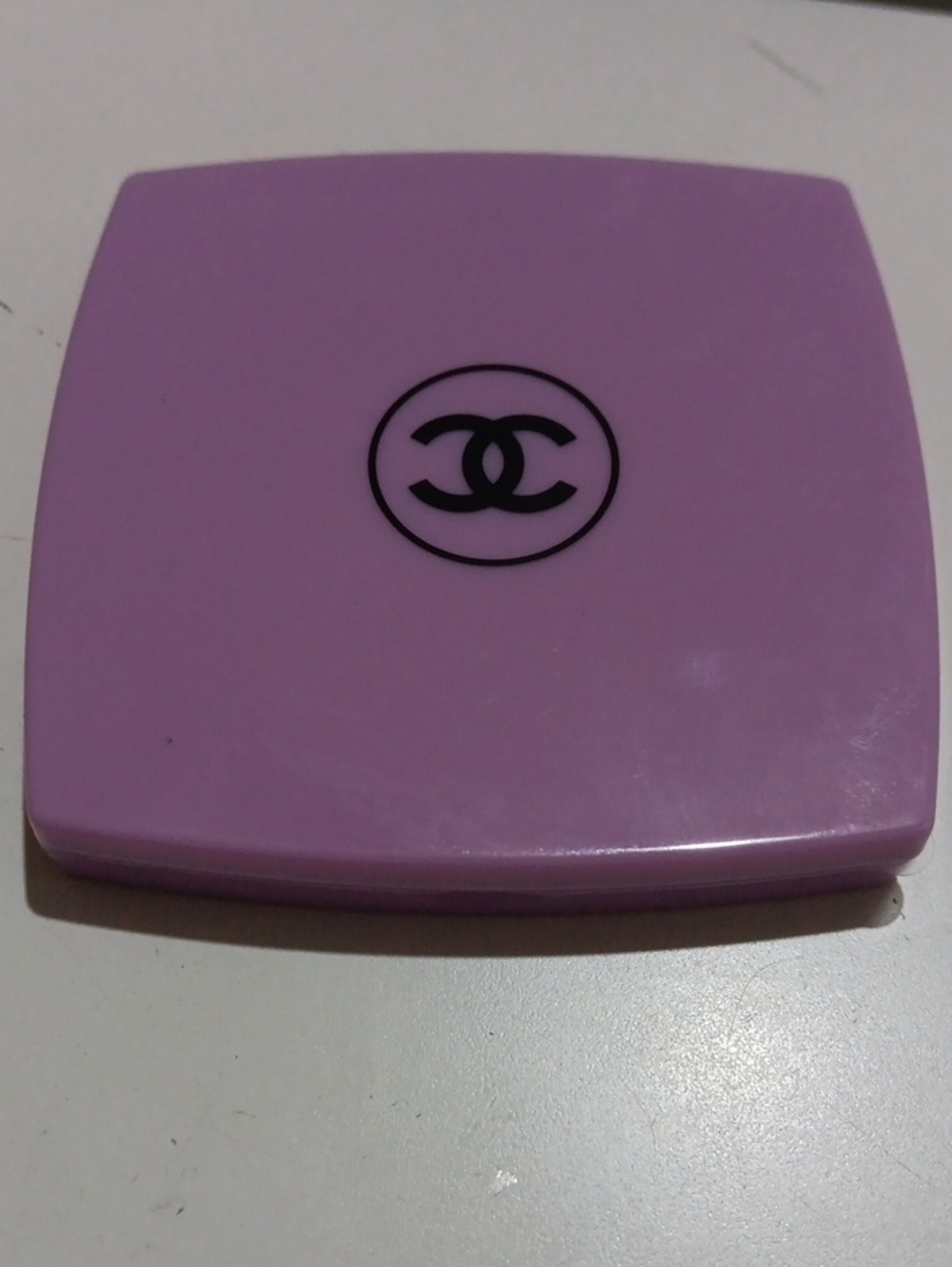 CHANEL Lavender Double Facet Compact Mirror with Velvet Pouch Monogrammed NIB